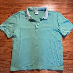 Lacoste Mint Green Polo with Striped Collar